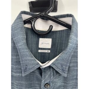 JB Holt Button Down Shirt Mens Medium Blue Textured Short Sleeve Excellent Slub